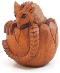 Hand Carved Wooden Hatchlets Dragon Egg  ~ OOAK Christmas & Birthday Gift