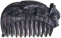 Hand Carved Black Dragon Hair Comb  ~ OOAK Christmas & Birthday Gift