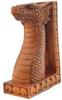 Hand Carved Dragon Bookend Book Stand  ~ OOAK Christmas & Birthday Gift