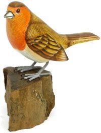 Hand Carved Wooden Robin  ~ OOAK Christmas & Birthday Gift