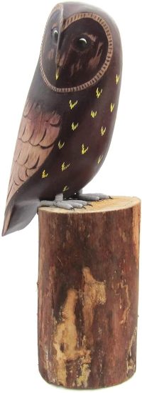 Hand Carved Wooden Dark Brown Owl  ~ OOAK Christmas & Birthday Gift - Image 2