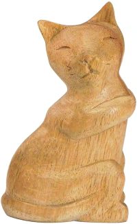 Hand Carved Wooden Attentive Cat  ~ OOAK Christmas & Birthday Gift