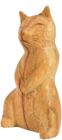 Hand Carved Wooden Shy Cat  ~ OOAK Christmas & Birthday Gift