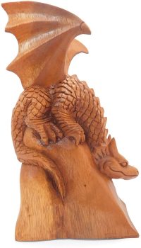 Hand Carved Wooden Curious Dragon  ~ OOAK Christmas & Birthday Gift