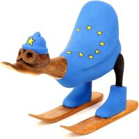 Wooden Duck Skiing in EU Jacket ~ OOAK Christmas & Birthday Gift