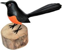 Hand Carved Wooden The White-Rumped Shama  ~ OOAK Christmas & Birthday Gift