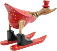 Wooden Duck Skiing Santa Claus ~ OOAK Christmas & Birthday Gift - Image 2