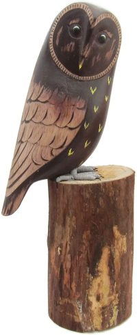 Hand Carved Wooden Dark Brown Owl  ~ OOAK Christmas & Birthday Gift