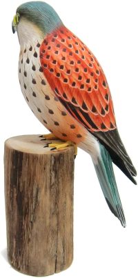 Hand Carved Wooden Kestrel Falcon on Log  ~ OOAK Christmas & Birthday Gift - Image 2