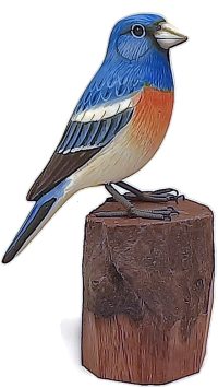 Hand Carved Wooden Lazuli Bunting  ~ OOAK Christmas & Birthday Gift - Image 2