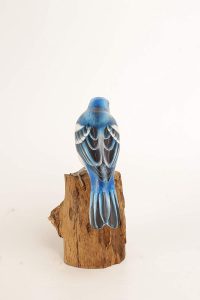 Hand Carved Wooden Lazuli Bunting  ~ OOAK Christmas & Birthday Gift - Image 4