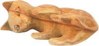 Hand Carved Wooden Cat Shows Belly ~ OOAK Christmas & Birthday Gift