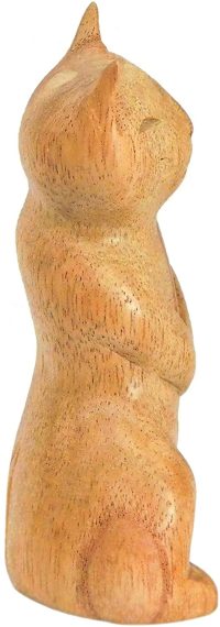 Hand Carved Wooden Shy Cat  ~ OOAK Christmas & Birthday Gift - Image 3