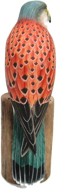 Hand Carved Wooden Kestrel Falcon on Log  ~ OOAK Christmas & Birthday Gift - Image 4