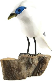 Hand Carved Wooden Bali Starling on Log  ~ OOAK Christmas & Birthday Gift - Image 4