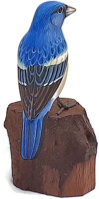 Hand Carved Wooden Lazuli Bunting  ~ OOAK Christmas & Birthday Gift - Image 4