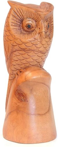 Hand Carved Brown Wooden Owl ~ OOAK Christmas & Birthday Gift