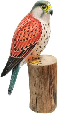 Hand Carved Wooden Kestrel Falcon on Log  ~ OOAK Christmas & Birthday Gift - Image 6