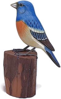 Hand Carved Wooden Lazuli Bunting  ~ OOAK Christmas & Birthday Gift - Image 6