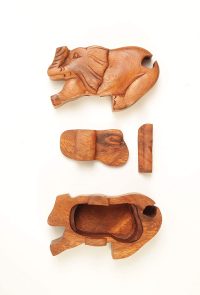 Hand Carved Wooden Playful Elephant  ~ OOAK Christmas & Birthday Gift - Image 3