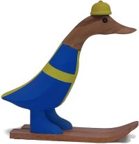 Wooden Duck Skiing Team Sweden ~ OOAK Christmas & Birthday Gift - Image 4