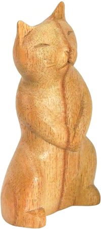 Hand Carved Wooden Shy Cat  ~ OOAK Christmas & Birthday Gift - Image 2