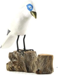 Hand Carved Wooden Bali Starling on Log  ~ OOAK Christmas & Birthday Gift - Image 2