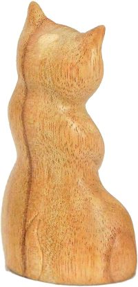 Hand Carved Wooden Shy Cat  ~ OOAK Christmas & Birthday Gift - Image 4