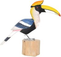 Hand Carved Wooden Great Hornbill Bird  ~ OOAK Christmas & Birthday Gift - Image 3