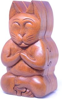 Hand Carved Wooden Meditating Cat  ~ OOAK Christmas & Birthday Gift - Image 2