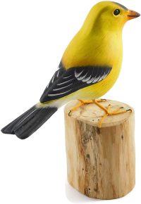 Hand Carved Wooden American Goldfinch  ~ OOAK Christmas & Birthday Gift