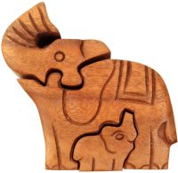 Hand Carved Wooden Elephant and Cub  ~ OOAK Christmas & Birthday Gift