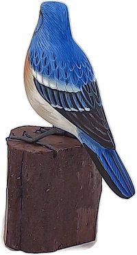 Hand Carved Wooden Lazuli Bunting  ~ OOAK Christmas & Birthday Gift - Image 5