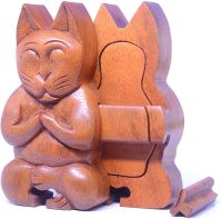 Hand Carved Wooden Meditating Cat  ~ OOAK Christmas & Birthday Gift - Image 3