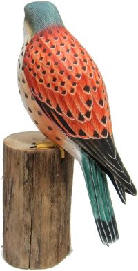 Hand Carved Wooden Kestrel Falcon on Log  ~ OOAK Christmas & Birthday Gift - Image 3