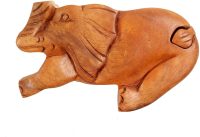 Hand Carved Wooden Playful Elephant  ~ OOAK Christmas & Birthday Gift