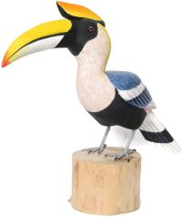 Hand Carved Wooden Great Hornbill Bird  ~ OOAK Christmas & Birthday Gift