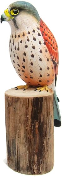 Hand Carved Wooden Kestrel Falcon on Log  ~ OOAK Christmas & Birthday Gift