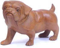 Hand Carved Wooden Ready to Play Bulldog  ~ OOAK Christmas & Birthday Gift