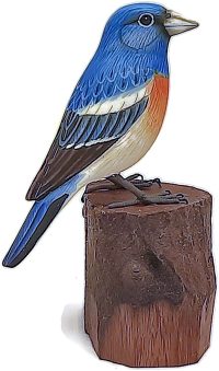 Hand Carved Wooden Lazuli Bunting  ~ OOAK Christmas & Birthday Gift