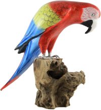 Hand Carved Wooden Scarlet Macaw  ~ OOAK Christmas & Birthday Gift