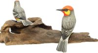 Hand Carved Wooden Two Warblers on a Branch  ~ OOAK Christmas & Birthday Gift - Image 7