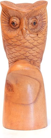 Hand Carved Brown Wooden Owl ~ OOAK Christmas & Birthday Gift - Image 2