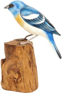 Hand Carved Wooden Lazuli Bunting  ~ OOAK Christmas & Birthday Gift - Image 5