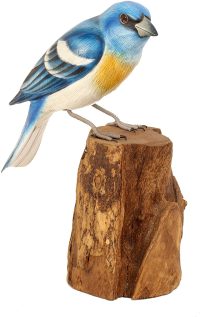 Hand Carved Wooden Lazuli Bunting  ~ OOAK Christmas & Birthday Gift - Image 2