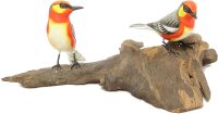 Hand Carved Wooden Two Warblers on a Branch  ~ OOAK Christmas & Birthday Gift