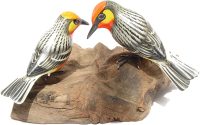 Hand Carved Wooden Father Mother Warblers   ~ OOAK Christmas & Birthday Gift