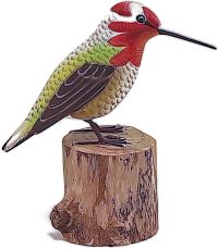 Hand Carved Wooden Anna's Hummingbird  ~ OOAK Christmas & Birthday Gift