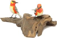 Hand Carved Wooden Two Warblers on a Branch  ~ OOAK Christmas & Birthday Gift - Image 3