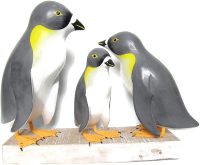 Hand Carved Family of Grey Penguin ~ OOAK Christmas & Birthday Gift